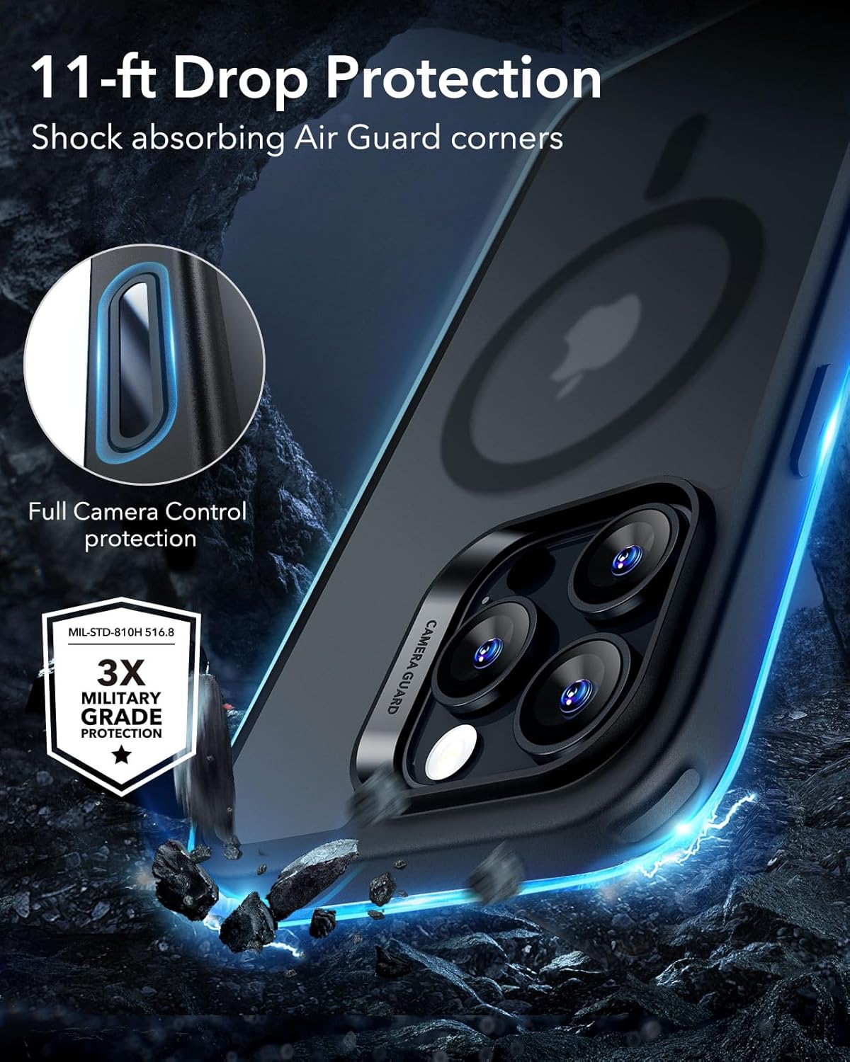 ESR IPHONE 16 PRO CLASSIC HYBRID CASE FROSTED BLACK - Image 5