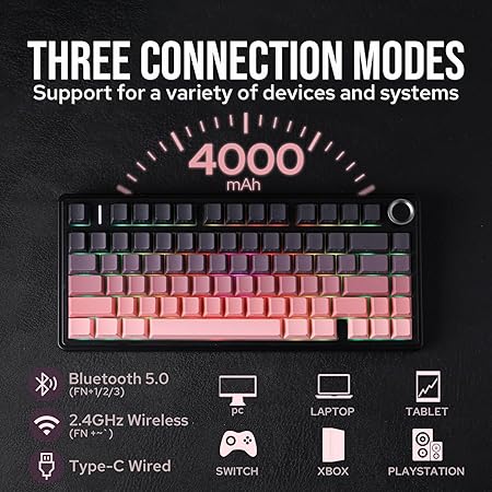 AULA 75 KEYS RGB 75% MECHANICAL GAMING KEYBOARD TRI-MODE KNOB REAPER SWITCH PK F75 PRO - Image 8