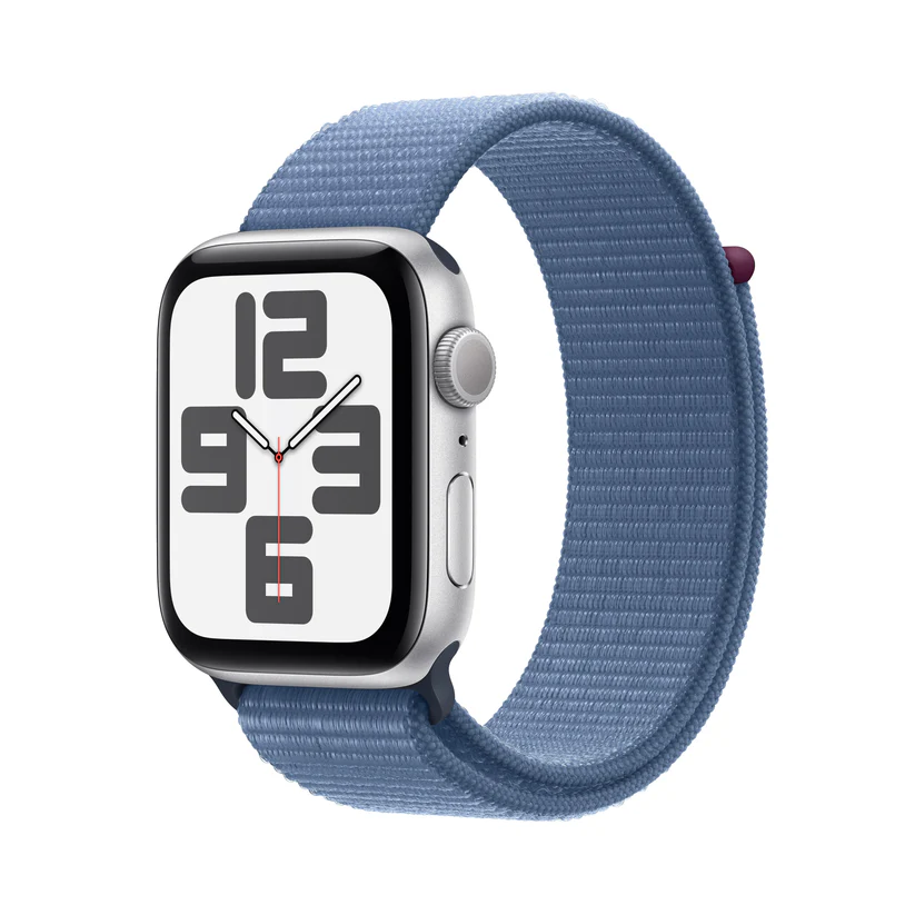 APPLE WATCH SE (2ND GENERATION) GPS 44MM SILVER ALUMINUM CASE WITH WINTER BLUE SPORT LOOP BAND MREF3 - Image 5