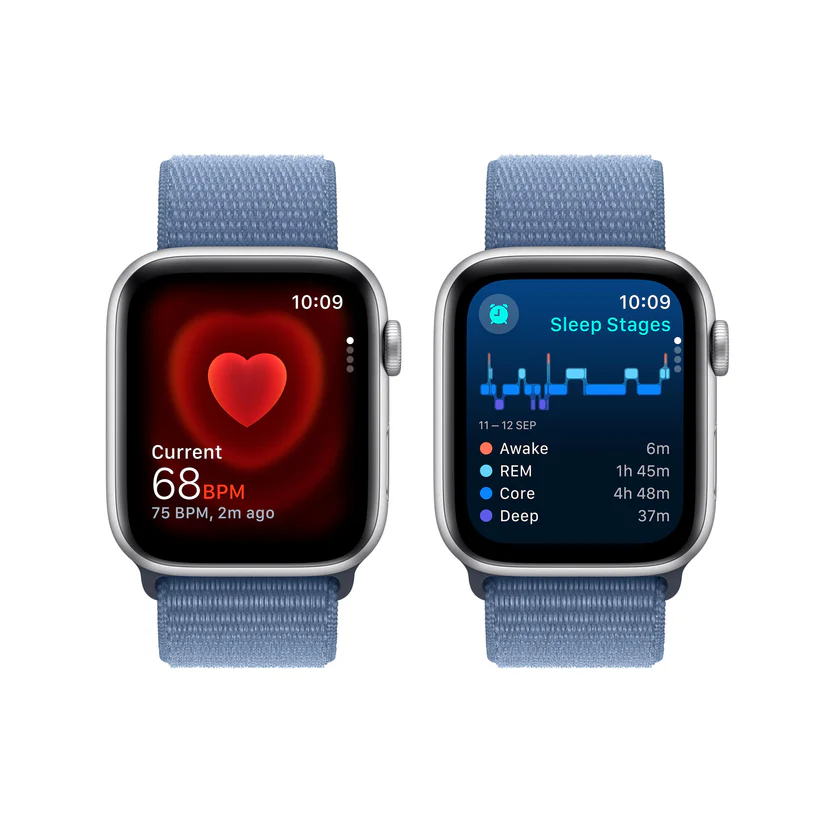 APPLE WATCH SE (2ND GENERATION) GPS 44MM SILVER ALUMINUM CASE WITH WINTER BLUE SPORT LOOP BAND MREF3 - Image 3
