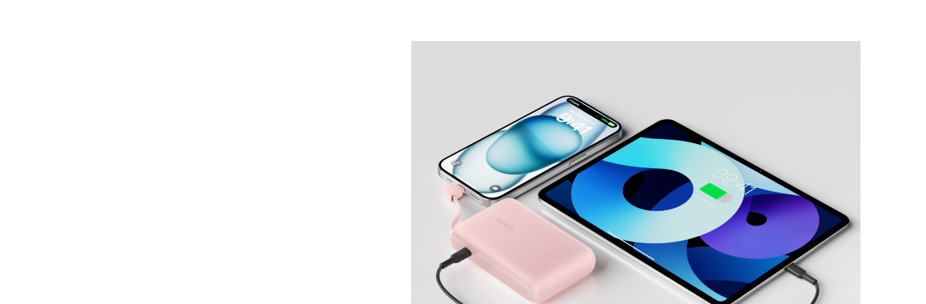 BELKIN BOOST CHARGE POWER BANK 20K WITH USB C INTEGRATED CABLE PD 30W PINK BPB024HQPK - Image 5