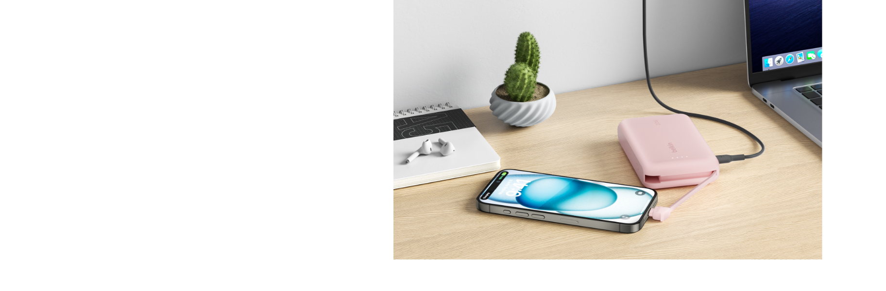 BELKIN BOOST CHARGE POWER BANK 20K WITH USB C INTEGRATED CABLE PD 30W PINK BPB024HQPK - Image 3