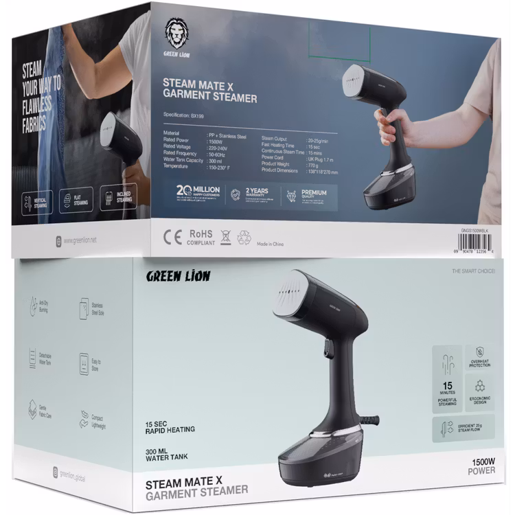 GREEN LION STEAM MATE X GARMENT STEAMER 1500W BLACK GNGS1500WBK - Image 4
