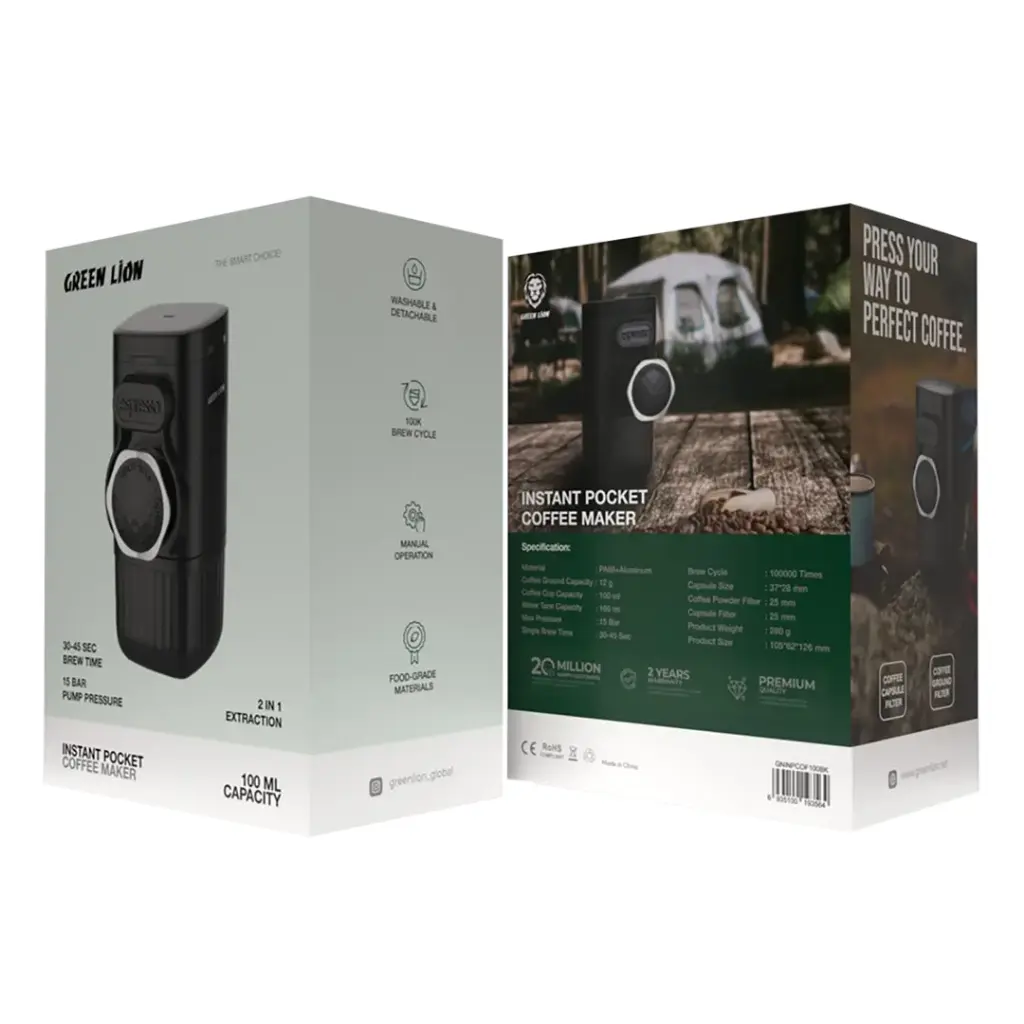 GREEN LION INSTANT POCKET COFFEE MAKER 100ML BLACK GNINPCOF100BK - Image 6