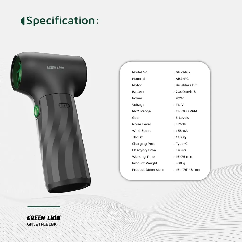 GREEN LION JETFLOW AIR BLOWER BLACK GNJETFLBLBK - Image 7