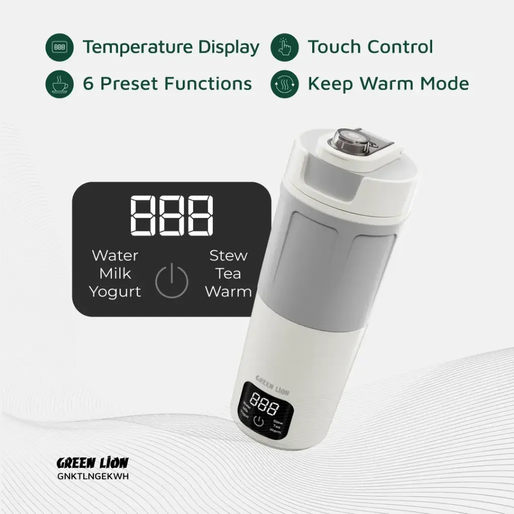 GREEN LION KETTLE & GO ELECTRIC KETTLE 600ML WHITE GNKTLNGEKWH - Image 5