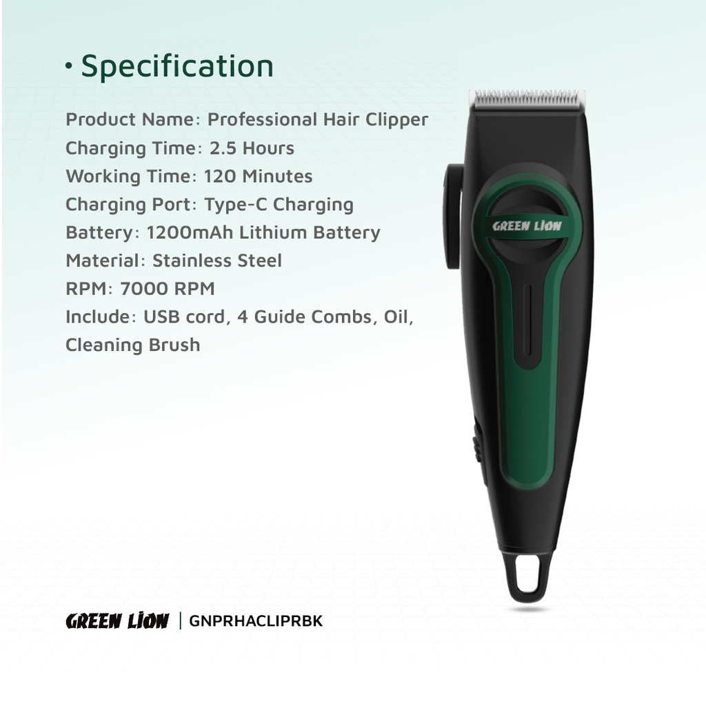 GREEN LION PROFESSIONAL HAIR CLIPPER BLACK GNPRHACLIPRBK - Image 6