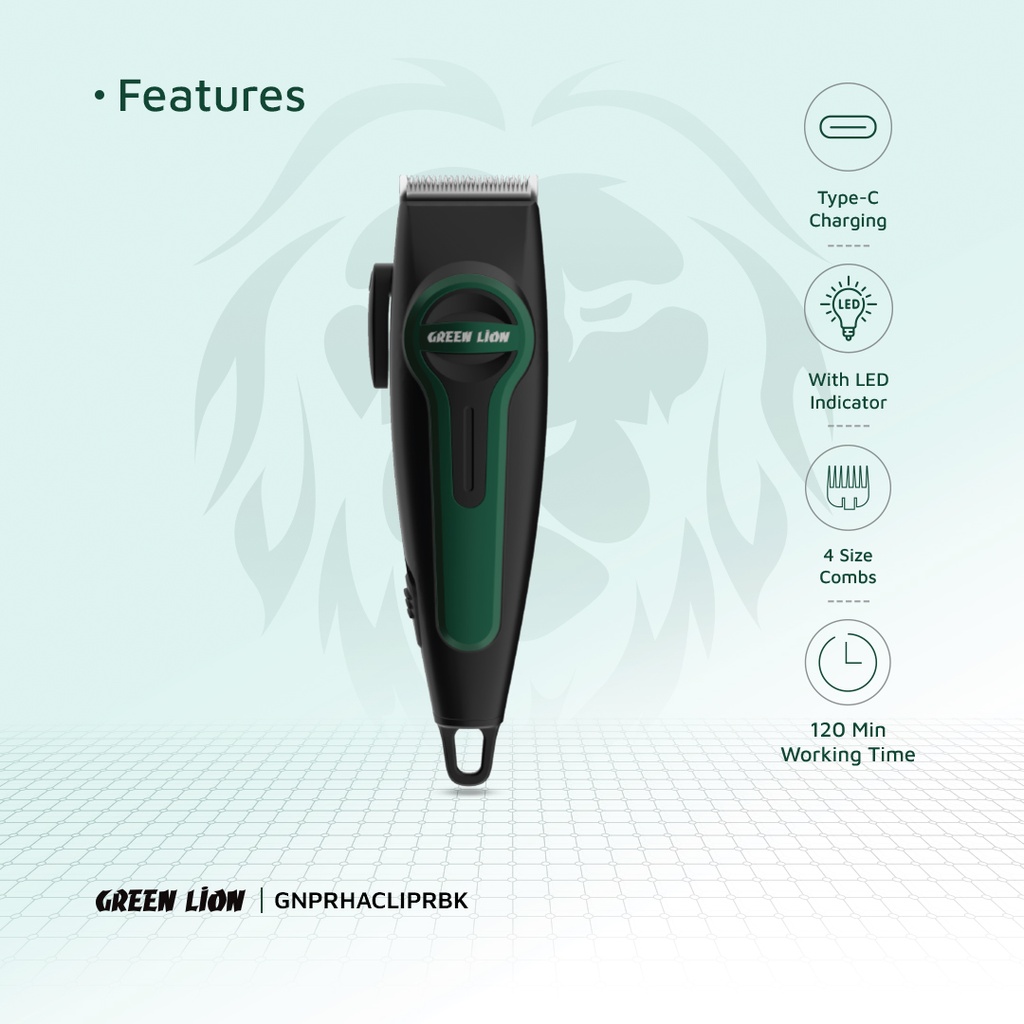 GREEN LION PROFESSIONAL HAIR CLIPPER BLACK GNPRHACLIPRBK - Image 7