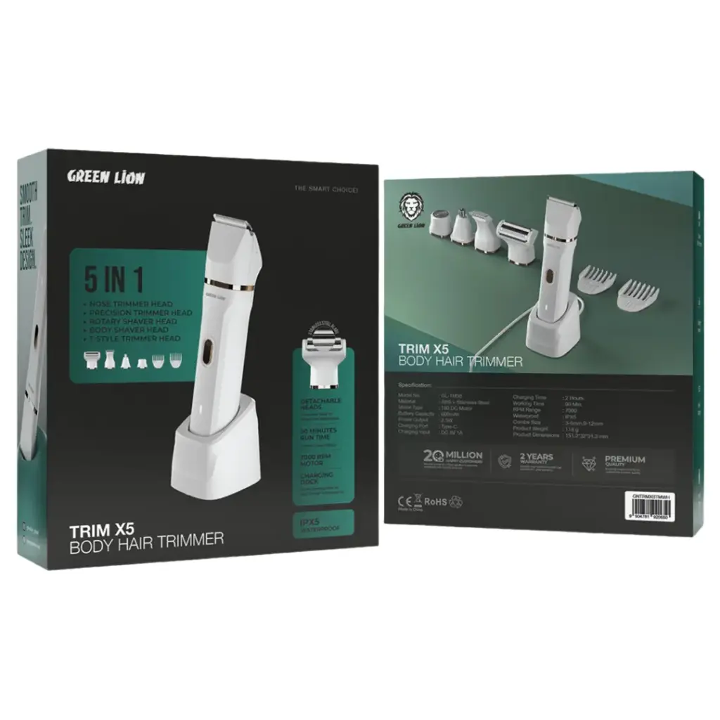GREEN LION TRIM X5 BODY HAIR TRIMMER WHITE GNTRMXBTMWH - Image 2