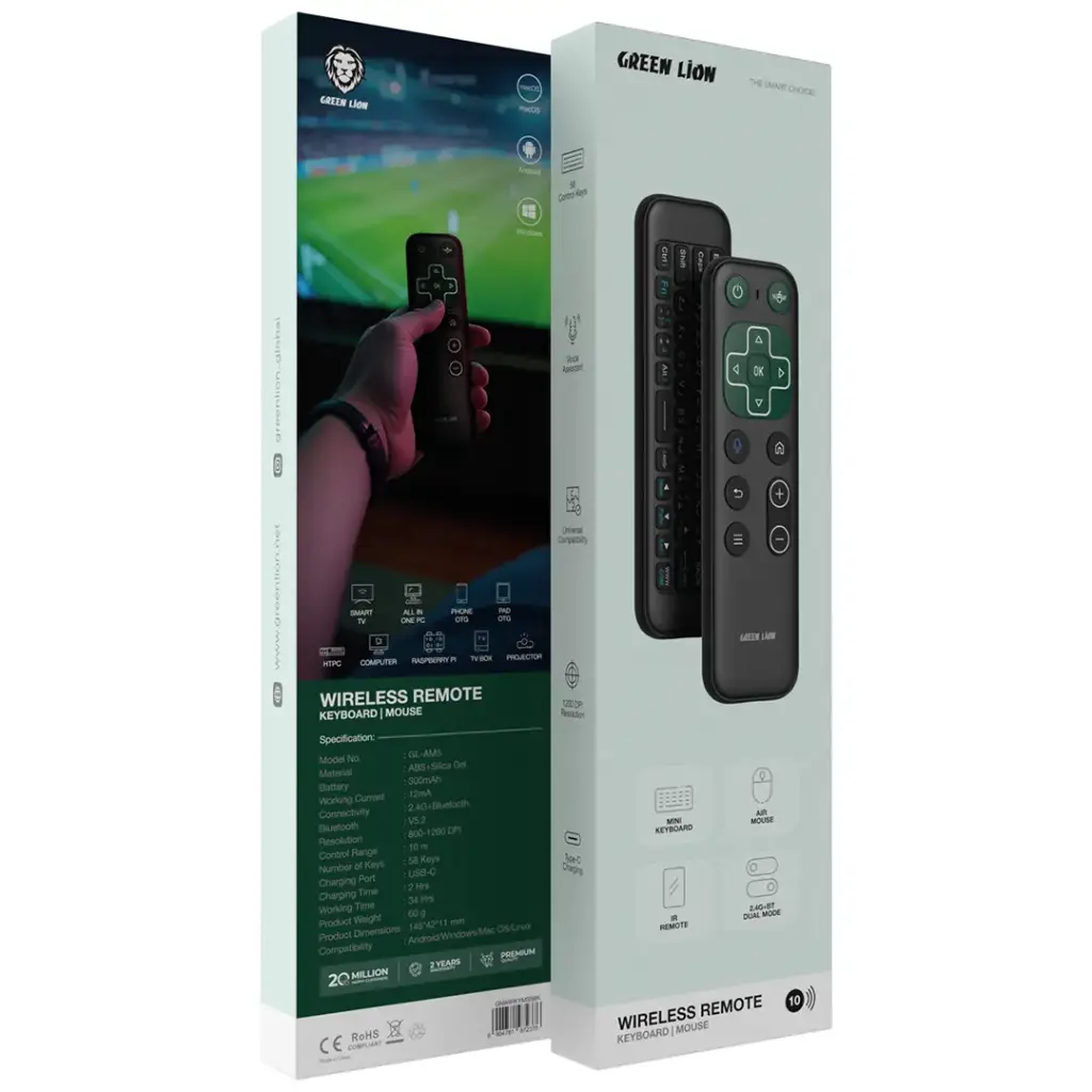GREEN LION WIRELESS REMOTE WITH KEYBOARD AND MOUSE BLACK GNWIRKYMS5BK - Image 3