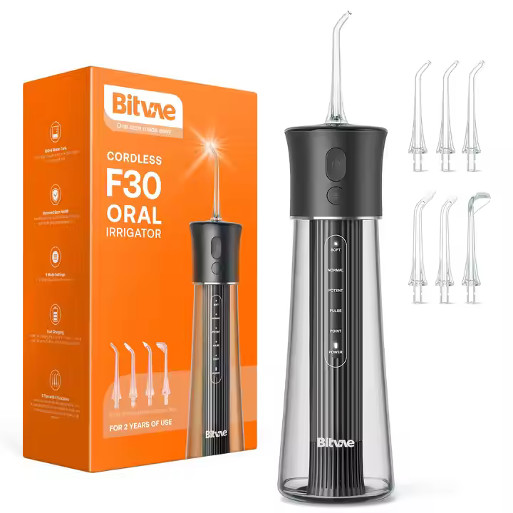 BITVAE WATER FLOSSER F30 CORDLESS ORAL IRRIGATOR 300ML BLACK BV-F30 - Image 6