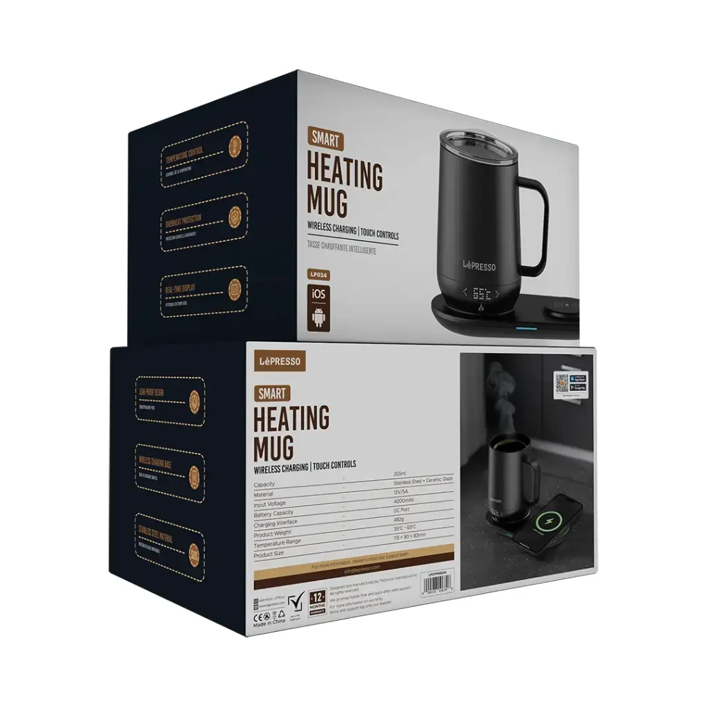 LEPRESSO SMART HEATING TRAVEL MUG WITH WIRELESS CHARGING BLACK LPFFM0034 - Image 5