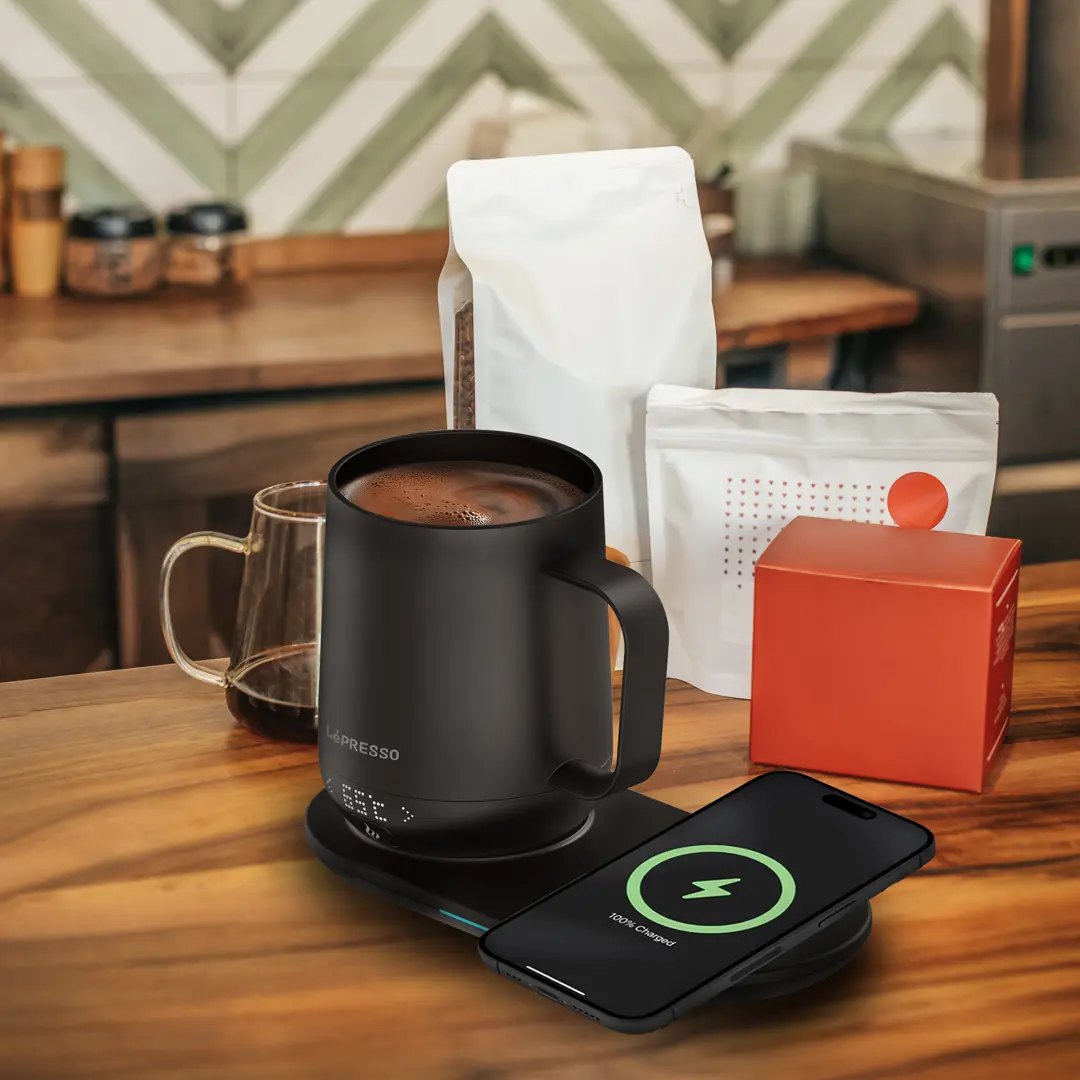 LEPRESSO SMART HEATING TRAVEL MUG WITH WIRELESS CHARGING BLACK LPFFM0034 - Image 2