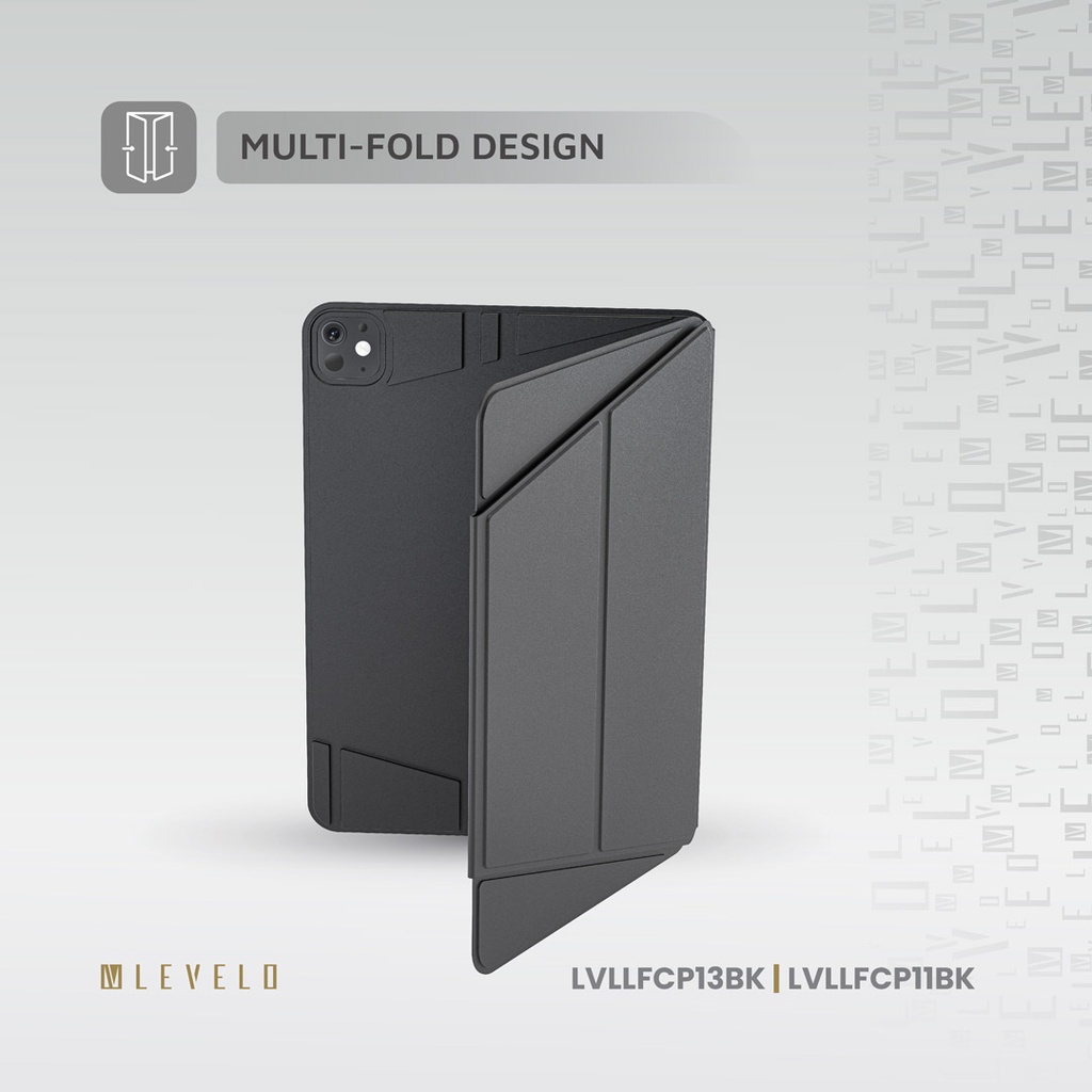 LEVELO LUXORA FOLIO IPAD PRO 13 ADJUSTABLE ANGLE BLACK CASE LVLLFCP13BK - Image 5