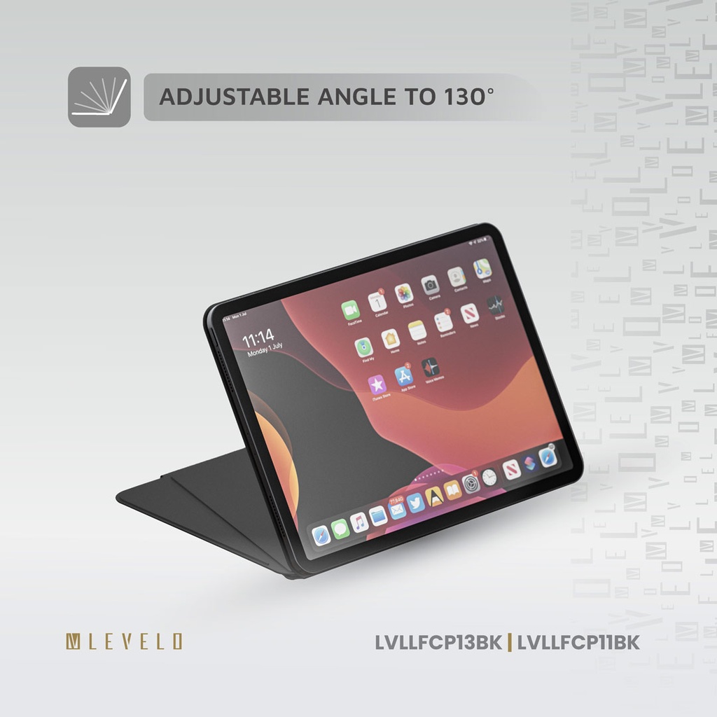 LEVELO LUXORA FOLIO IPAD PRO 13 ADJUSTABLE ANGLE BLACK CASE LVLLFCP13BK - Image 3
