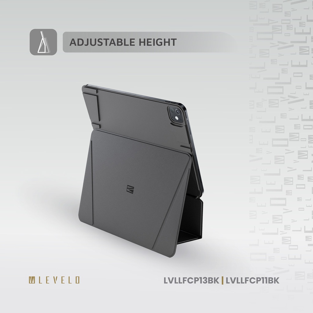 LEVELO LUXORA FOLIO IPAD PRO 13 ADJUSTABLE ANGLE BLACK CASE LVLLFCP13BK - Image 2