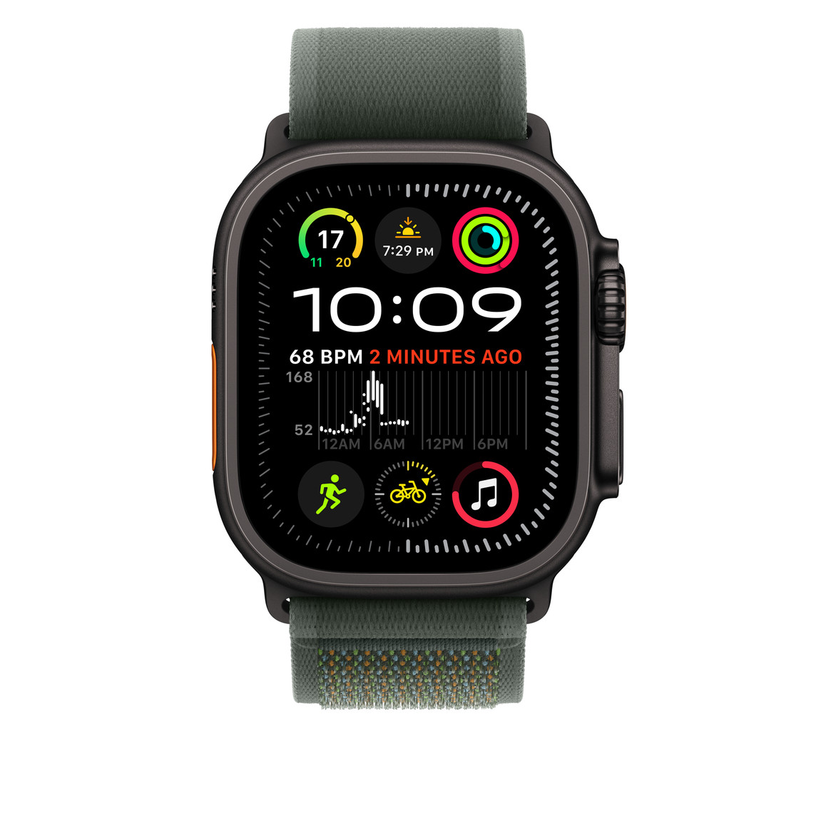 APPLE WATCH 49MM GREEN BLACK TITANIUM TRAIL LOOP M/L MYQ43 - Image 2