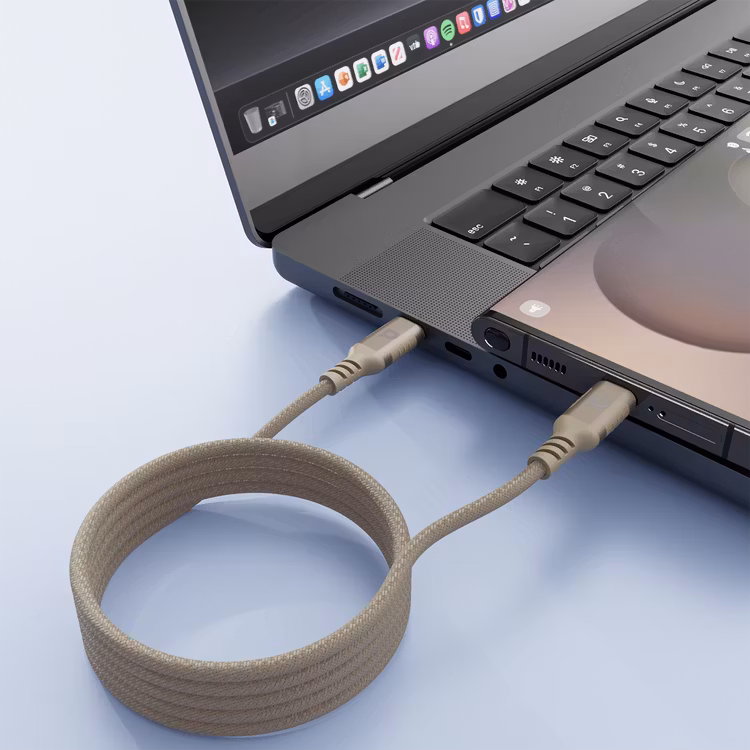 POWEROLOGY MAGLINK WEAVE MAGNETIC USB C CABLE 1.2M DESET TITANIUM PCAB024DT - Image 3