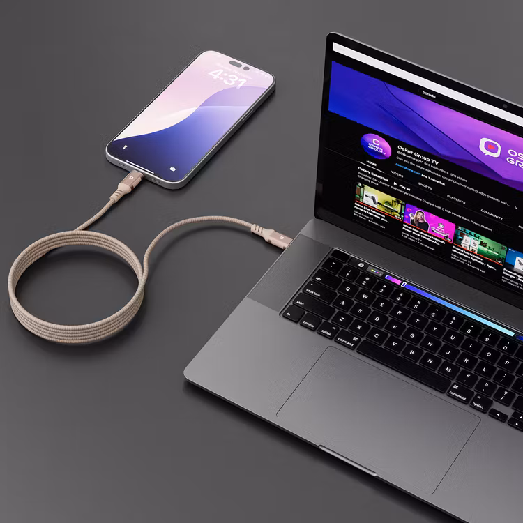 POWEROLOGY MAGLINK WEAVE MAGNETIC USB C CABLE 1.2M DESET TITANIUM PCAB024DT - Image 2