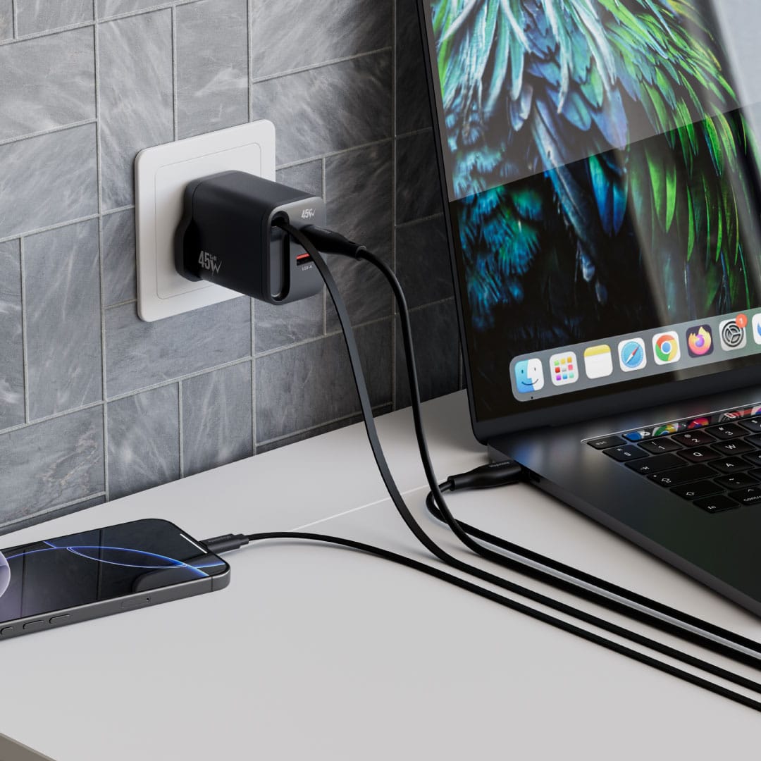 BLUPEBBLE POWERCORE 45W 2 PORTS PD GAN FAST CHARGER PD45W BLACK BP-PD45GANRC-BK - Image 5