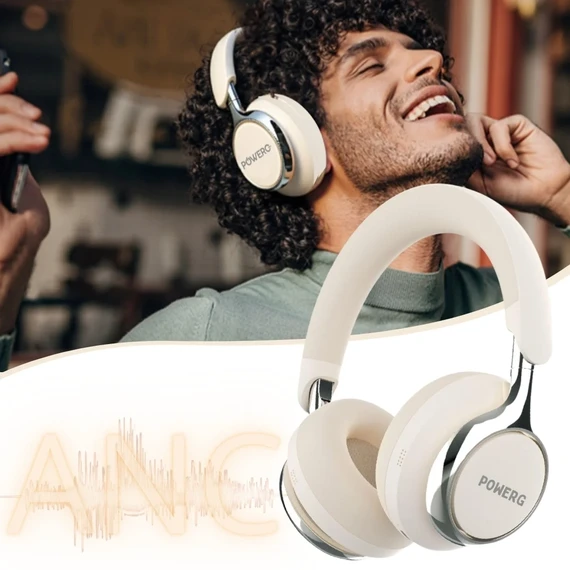 POWEROPLUS MANIK ANC NOISE CANCELLING WIRELESS HEADPHONE BEIGE PR-HFANOK35-CR - Image 4