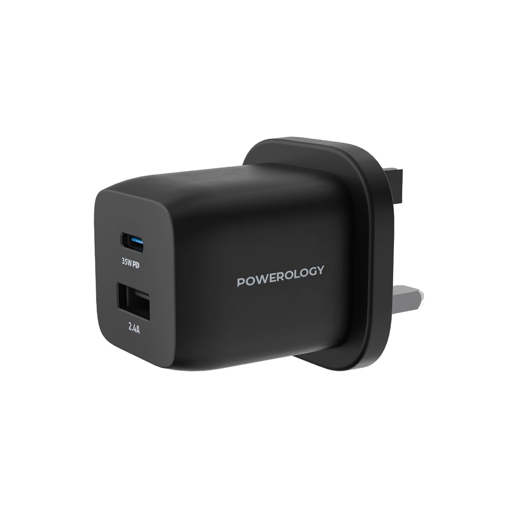POWEROLOGY DUAL PORT ULTRA QUICK GaN CHARGER WITH USB C TO USB C 60W CABLE BLACK - Image 3