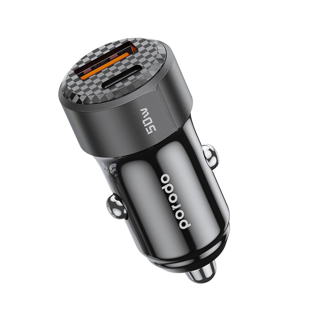 PORODO DUAL OUTPUT CAR CHARGER 50W TITANIUM PD-CC50W-TI - Image 2