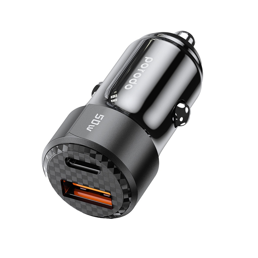 PORODO DUAL OUTPUT CAR CHARGER 50W TITANIUM PD-CC50W-TI - Image 4
