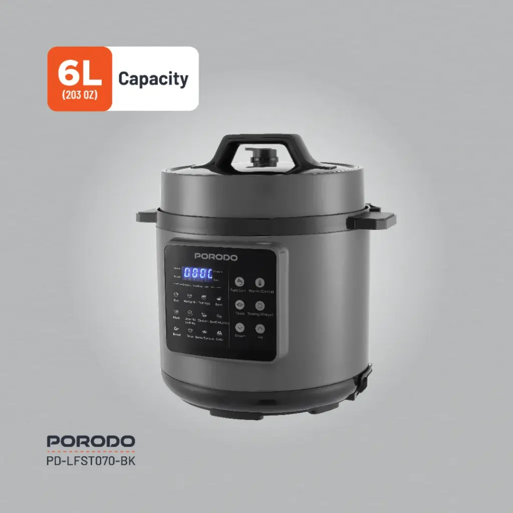 PORODO LIFESTYLE 1300W MULTI CUISINE PRESSURE COOKER BLACK PD-LFST070-BK - Image 9