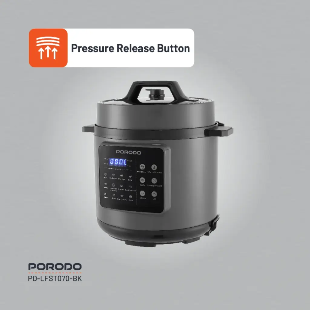 PORODO LIFESTYLE 1300W MULTI CUISINE PRESSURE COOKER BLACK PD-LFST070-BK - Image 6