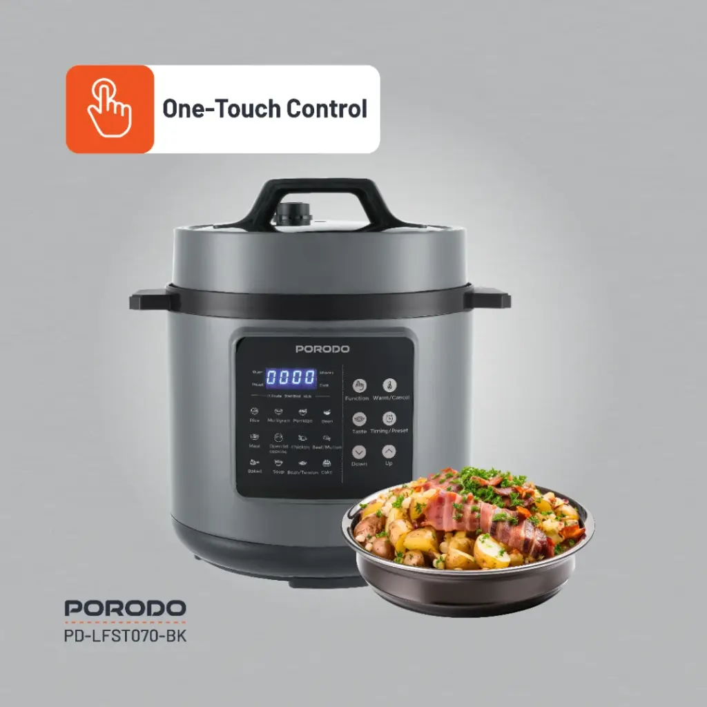 PORODO LIFESTYLE 1300W MULTI CUISINE PRESSURE COOKER BLACK PD-LFST070-BK - Image 4