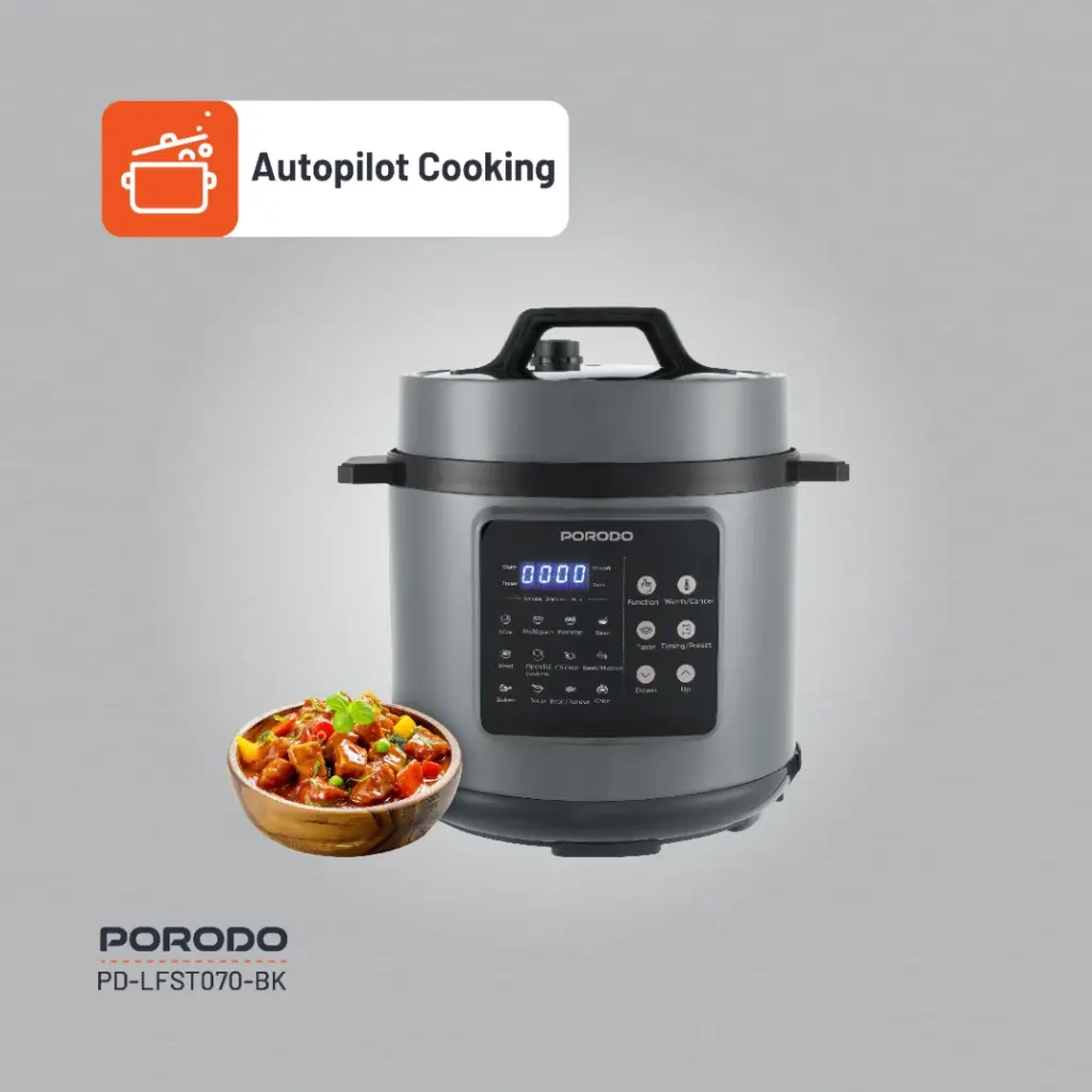 PORODO LIFESTYLE 1300W MULTI CUISINE PRESSURE COOKER BLACK PD-LFST070-BK - Image 3