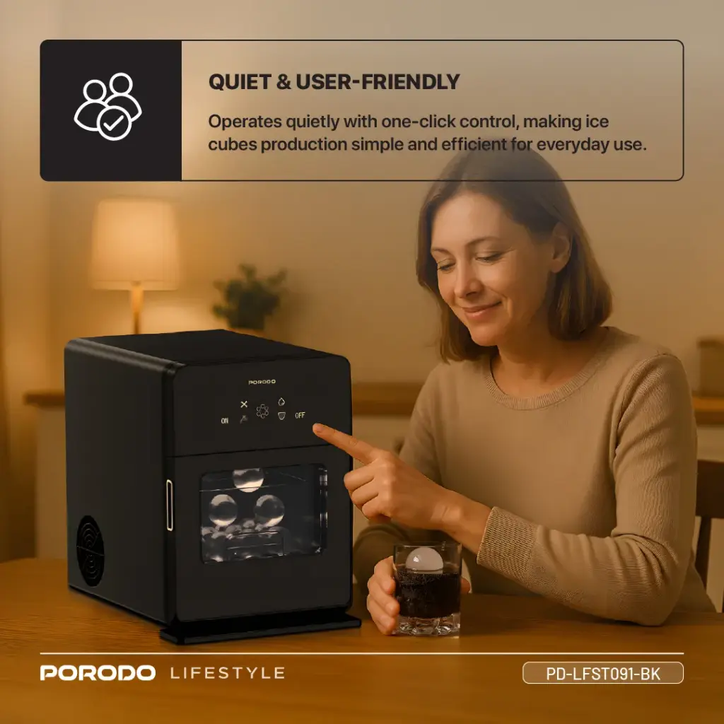 PORODO SPHERE ICE MACHINE 1.6L BLACK PD-LFST091-BK - Image 4
