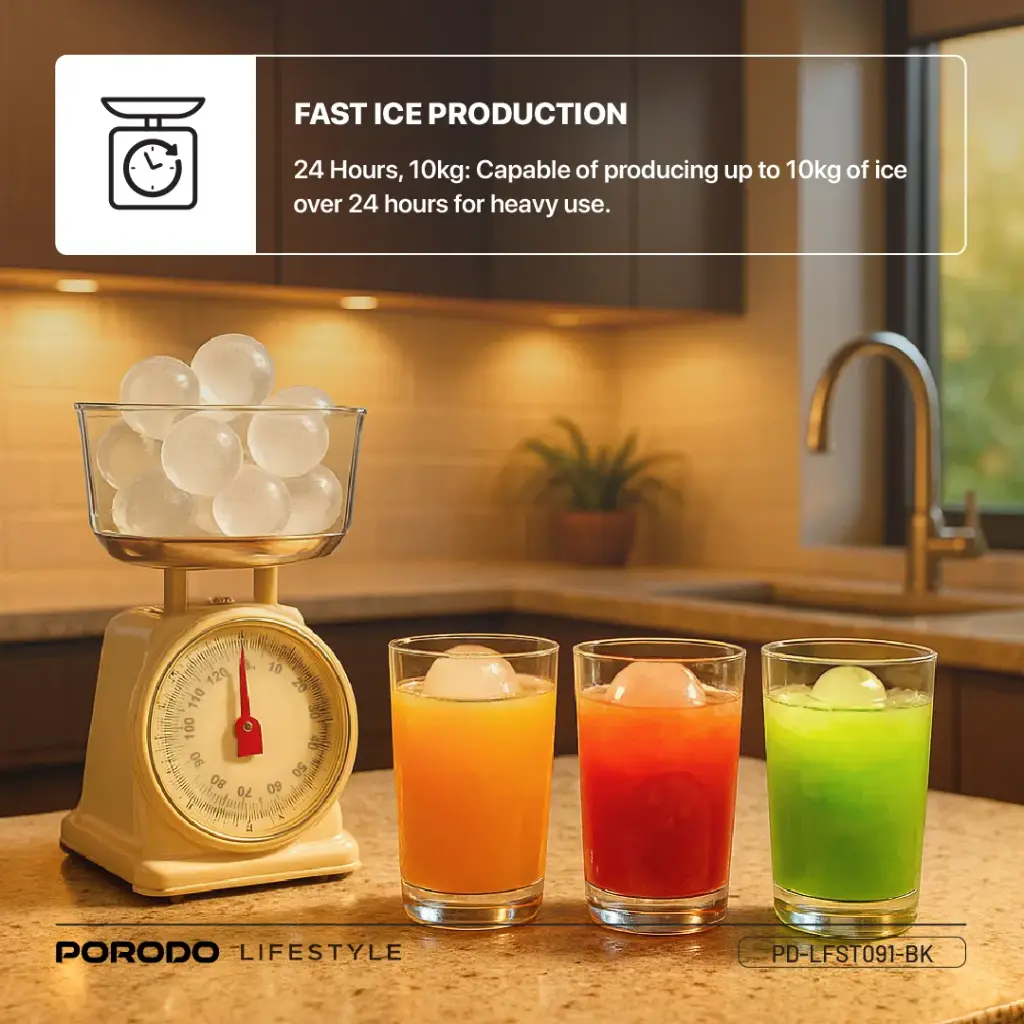 PORODO SPHERE ICE MACHINE 1.6L BLACK PD-LFST091-BK - Image 5