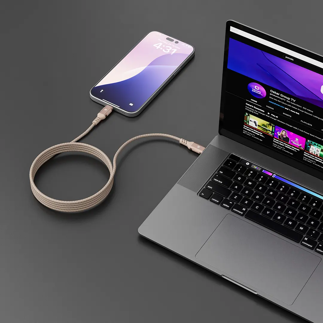 POWEROLOGY MAGLINK WEAVE MAGNETIC USB C TO LIGHTNING CABLE 1.2M BLACK PCAB025GY - Image 2