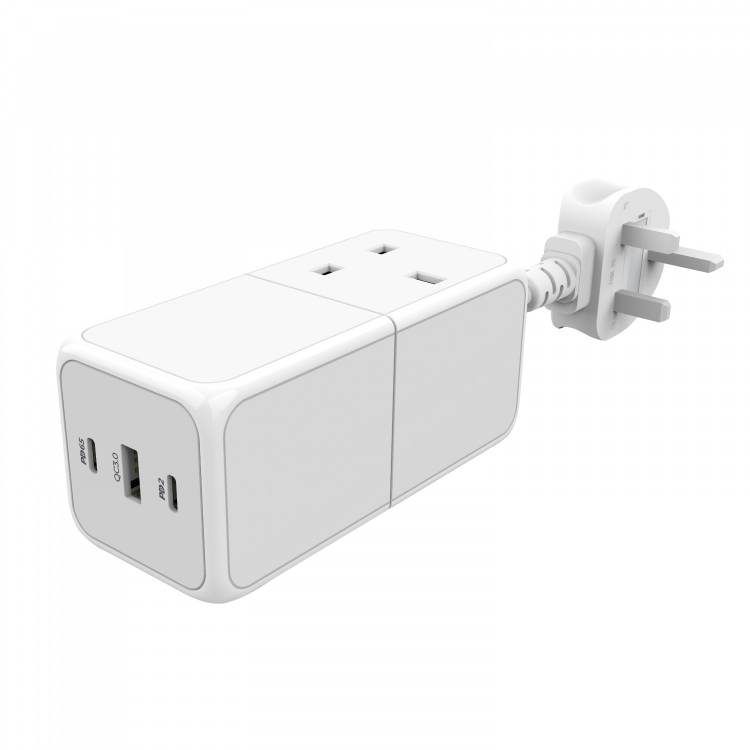 POWEROLOGY 65W POWER STIP WITH DUAL POWER SOCKET WHITE PWPS65W-WH - Image 3