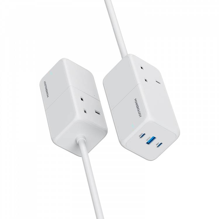 POWEROLOGY 65W POWER STIP WITH DUAL POWER SOCKET WHITE PWPS65W-WH - Image 2