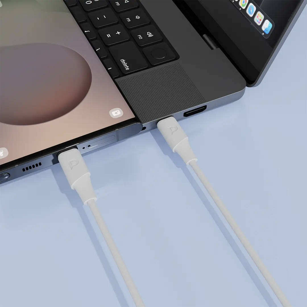 POWEROLOGY POWER SYNC FLEX USB C TO USB C CABLE 1.2M WHITE PCAB014WH - Image 2