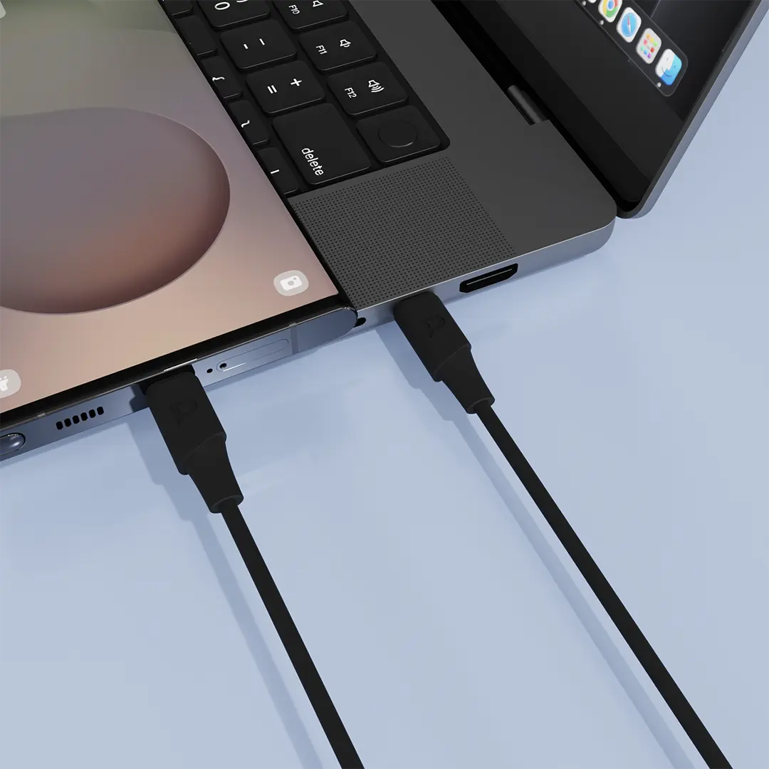 POWEROLOGY POWER SYNC FLEX USB C TO USB C CABLE 1.2M BLACK PCAB014BK - Image 2
