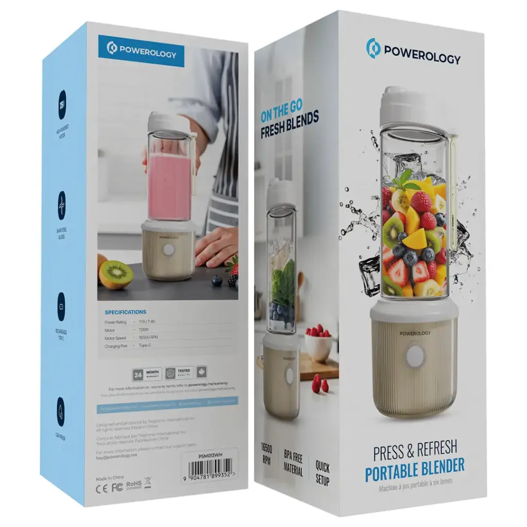 POWEROLOGY PRESS AND REFRESH PORTABLE BLENDER WHITE PSM013WH - Image 2