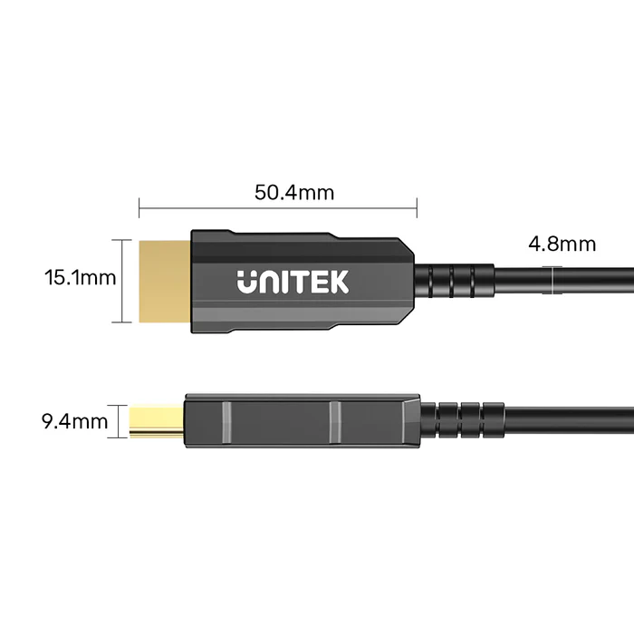 UNITEK 4K 60Hz HDMI FIBER OPTIC CABLE 15M BLACK C11072BK-15M - Image 2
