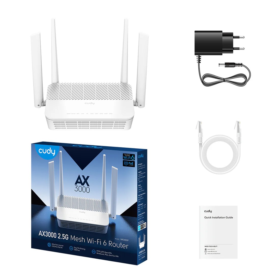 CUDY AX3000 2.5G MESH WIFI 6 ROUTER WR3000P - Image 2