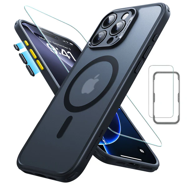 ESR IPHONE 16 PRO CLASSIC SERIES PRO CASE HALOLOCK MAGSAFE CASE WITH SCREEN PROTECTOR FROSTED BLACK - Image 6