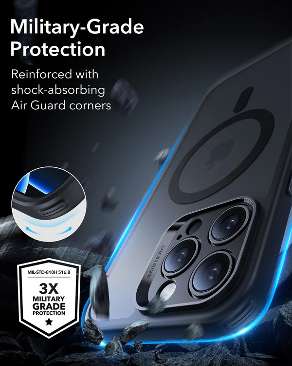 ESR IPHONE 16 PRO CLASSIC SERIES PRO CASE HALOLOCK MAGSAFE CASE WITH SCREEN PROTECTOR FROSTED BLACK - Image 3