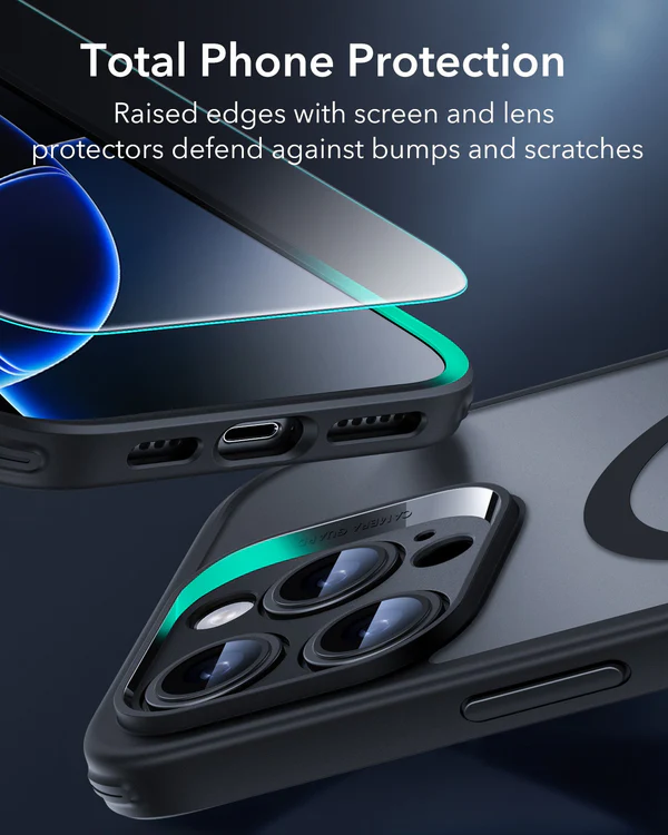 ESR IPHONE 16 PRO CLASSIC SERIES PRO CASE HALOLOCK MAGSAFE CASE WITH SCREEN PROTECTOR FROSTED BLACK - Image 2