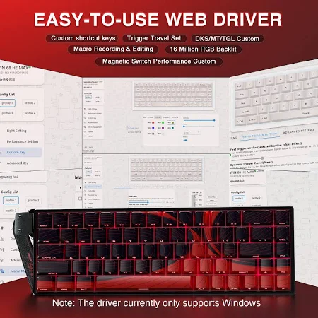 AULA 68 KEYS RGB 65% WIRED MECHANICAL GAMING KEYBOARD WING CHUN MAGNETIC SWITCH BLACK WIN68 - Image 5