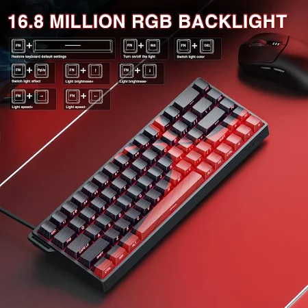 AULA 68 KEYS RGB 65% WIRED MECHANICAL GAMING KEYBOARD WING CHUN MAGNETIC SWITCH BLACK WIN68 - Image 4