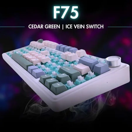 AULA 75 KEYS RGB 75% MECHANICAL GAMING KEYBOARD TRI-MODE KNOB V3 GREY SWITCH F75 - Image 4