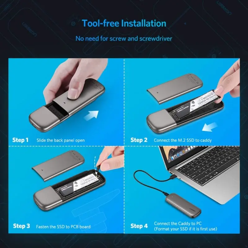 UGREEN M.2 PORTABLE SSD ENCLOSURE 6GB 60355 - Image 4