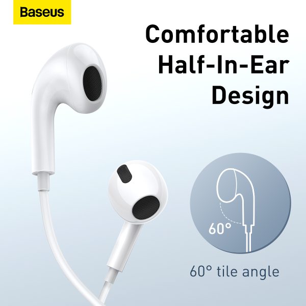 BASEUS ENCOK H17 3.5MM LATERAL IN EAR WIRED EARPHONE WHITE - Image 5